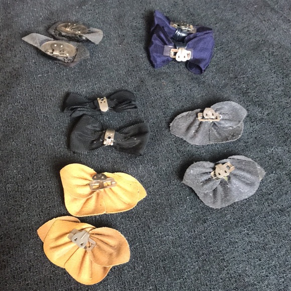 5 sets of Vintage shoe clip on bows leather and ribbon - Picture 7 of 9
